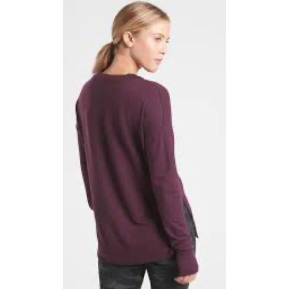 Athleta Burgundy Long Sleeve Coaster Luxe Soft Oversized Sweatshirt XS - Picture 2 of 6